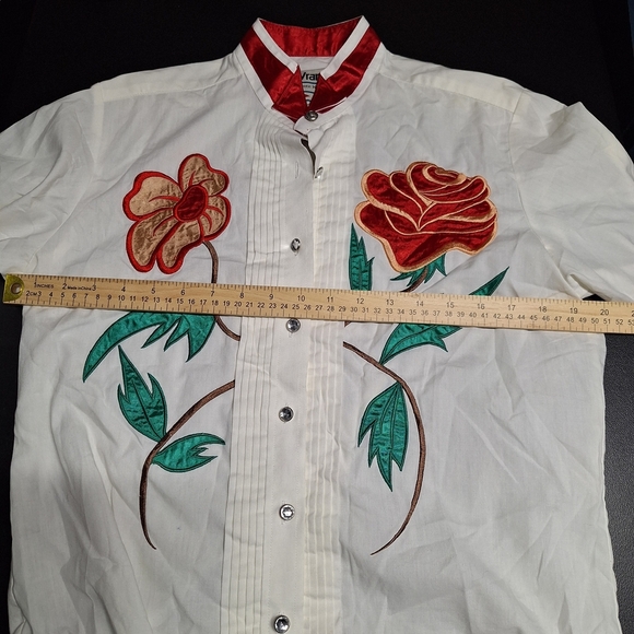 Wrangler White Floral Embroidered Shirt Western Cowgirl - Picture 5 of 6